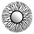 Dal Motifli Metal Duvar Aynası - Siyah
