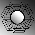 Geometrik Altigen Metal Duvar Aynası - Siyah