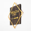 Prada Marfa Altin Cerceveli Ahsap Metal Pano - Kahve