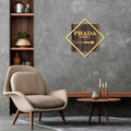 Prada Marfa Altin Cerceveli Ahsap Metal Pano - Kahve