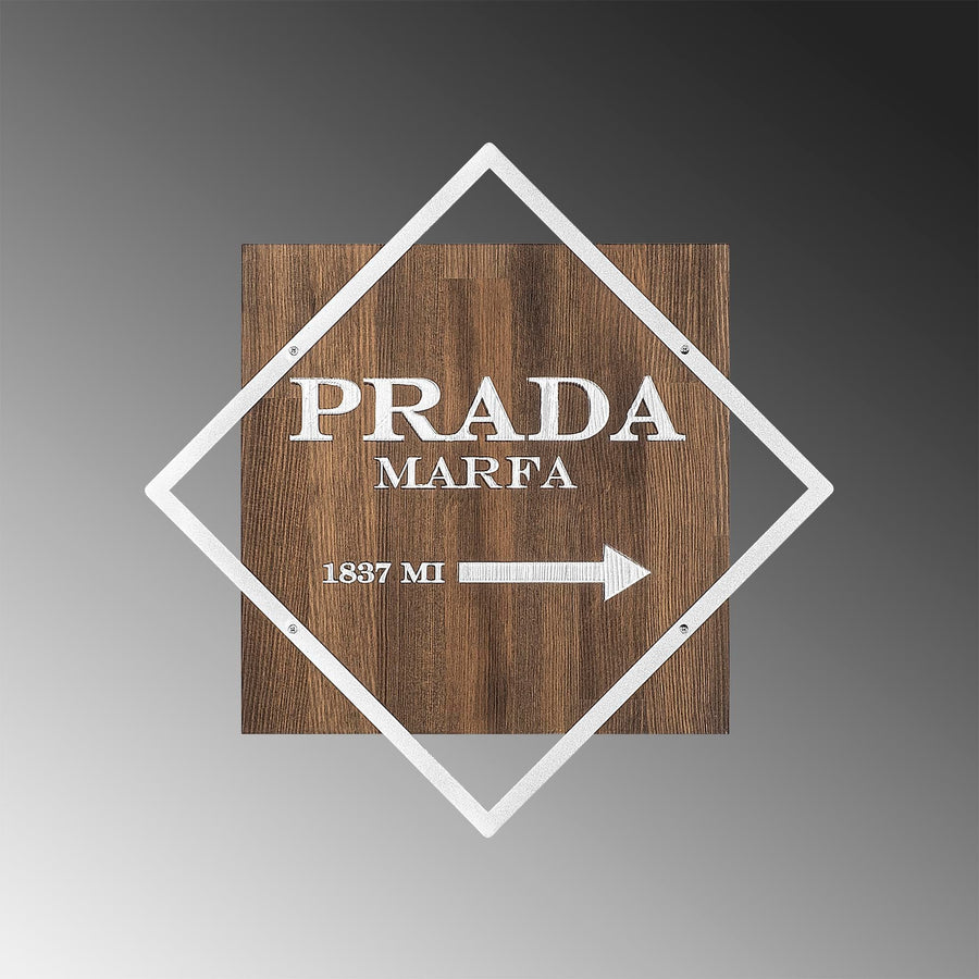 Prada Marfa Gumus Cerceveli Ahsap Metal Pano - Kahve