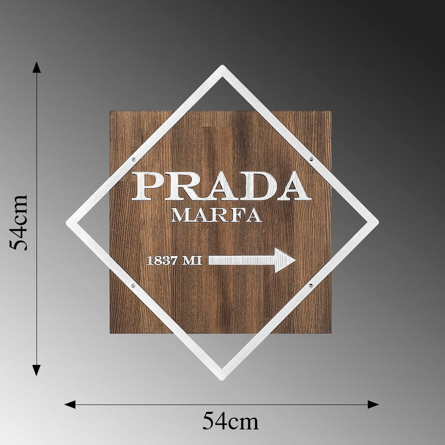 Prada Marfa Gumus Cerceveli Ahsap Metal Pano - Kahve