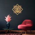 Life Begins After Coffee Yazili Metal Ahsap Pano - Altin
