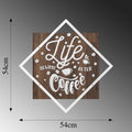 Life Begins After Coffee Yazili Metal Ahsap Pano - Beyaz