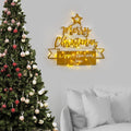 Merry Christmas Yazılı Metal Duvar Aydınlatması - Altın