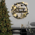 Merry Christmas Yazili Dairevi Metal Duvar Apligi - Siyah