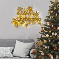 Merry Christmas Kompozisyon Metal Duvar Apligi - Altin