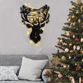 Geyik Basi Merry Christmas Metal Duvar Apligi - Siyah
