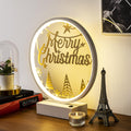 Merry Christmas Agacli Yuvarlak Masa Lambasi - Beyaz