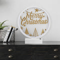 Merry Christmas Agacli Yuvarlak Masa Lambasi - Beyaz