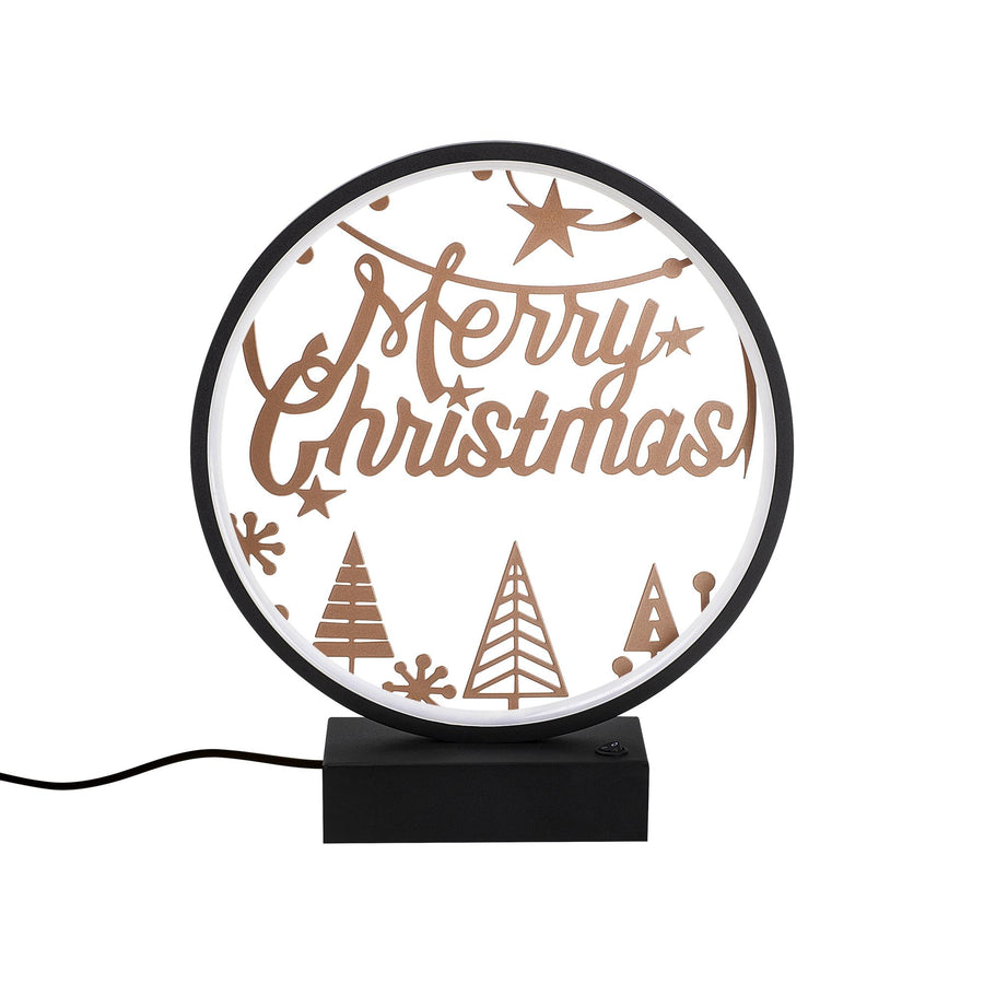 Merry Christmas Agacli Yuvarlak Masa Lambasi - Siyah