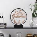Merry Christmas Agacli Yuvarlak Masa Lambasi - Siyah