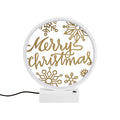 Merry Christmas Kar Taneli Masa Lambasi - Beyaz