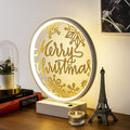 Merry Christmas Kar Taneli Masa Lambasi - Beyaz