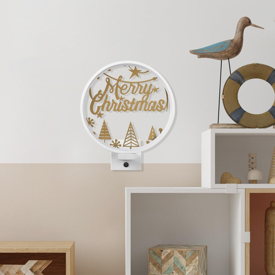 Merry Christmas Yildizli Metal Duvar Apligi - Beyaz