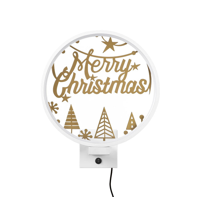Merry Christmas Yildizli Metal Duvar Apligi - Beyaz