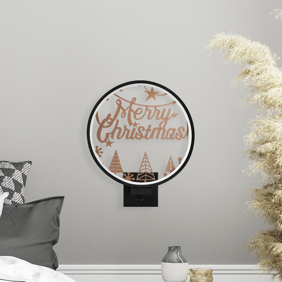 Merry Christmas Yildizli Metal Duvar Apligi - Siyah