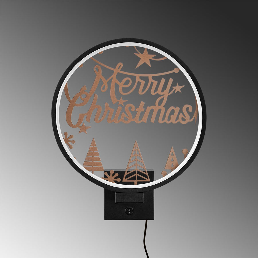 Merry Christmas Yildizli Metal Duvar Apligi - Siyah