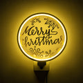Merry Christmas Kar Taneli Metal Duvar Apligi - Beyaz