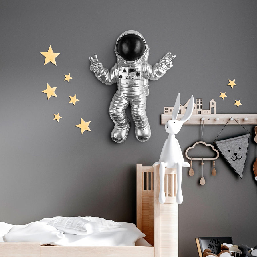 Astronot Polyester Duvar Susu - Gumus