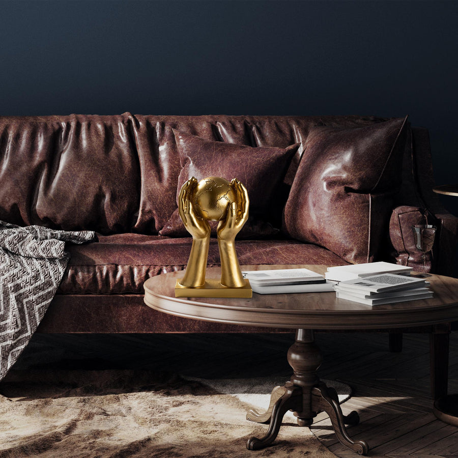 Eller Dunya Polyester Heykel - Altin