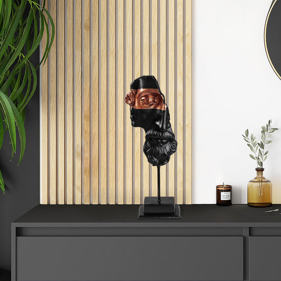 Antik Bust Sanatsal Polyester Heykel Obje - Siyah
