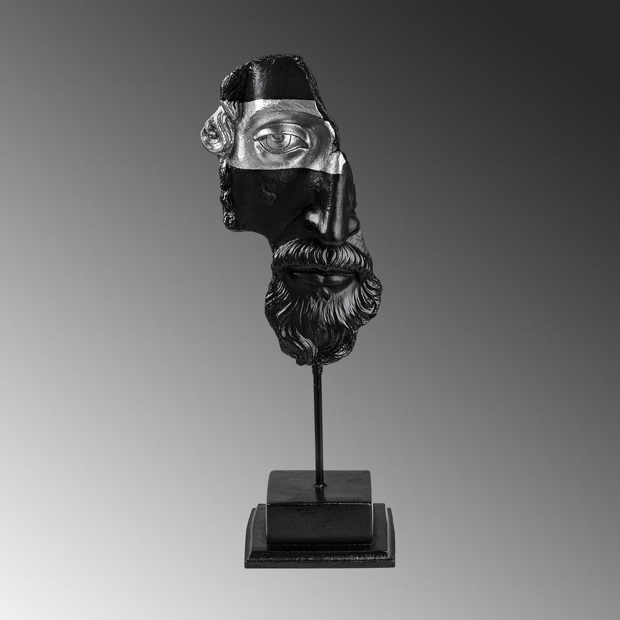 Antik Bust Sanatsal Polyester Heykel Obje - Siyah