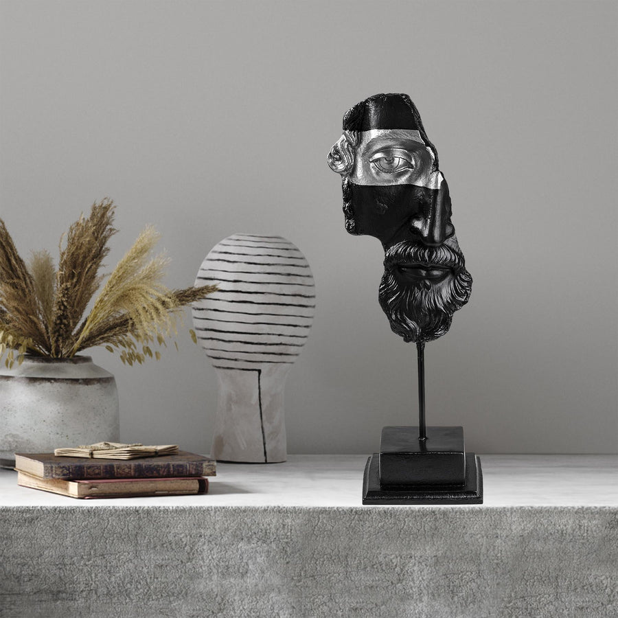Antik Bust Sanatsal Polyester Heykel Obje - Siyah