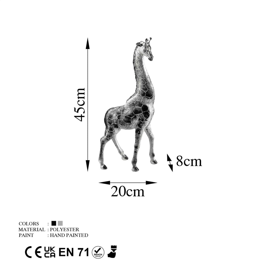 Zurafa Naturalist Polyester Heykel Obje - Gumus