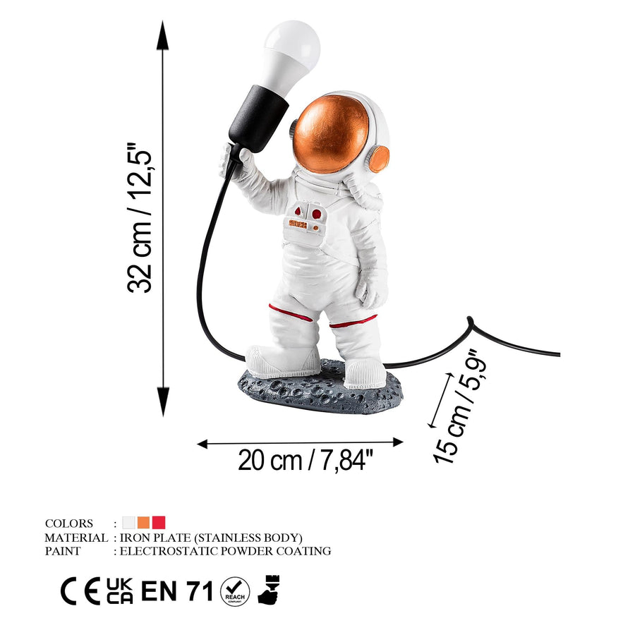 Astronot Polyester Masa Lambasi - Bakir Vizorlu