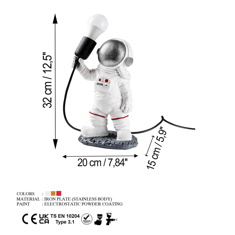 Astronot Polyester Masa Lambasi - Gumus Vizorlu