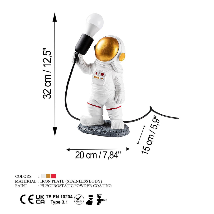 Astronot Polyester Masa Lambasi - Beyaz