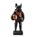 Bulldog Astronot Polyester Heykel - Siyah