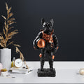 Bulldog Astronot Polyester Heykel - Siyah