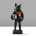 Bulldog Astronot Polyester Heykel - Siyah