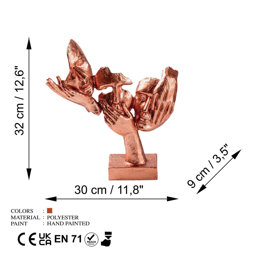 Cift Yuz Soyut Polyester Heykel - Bakir