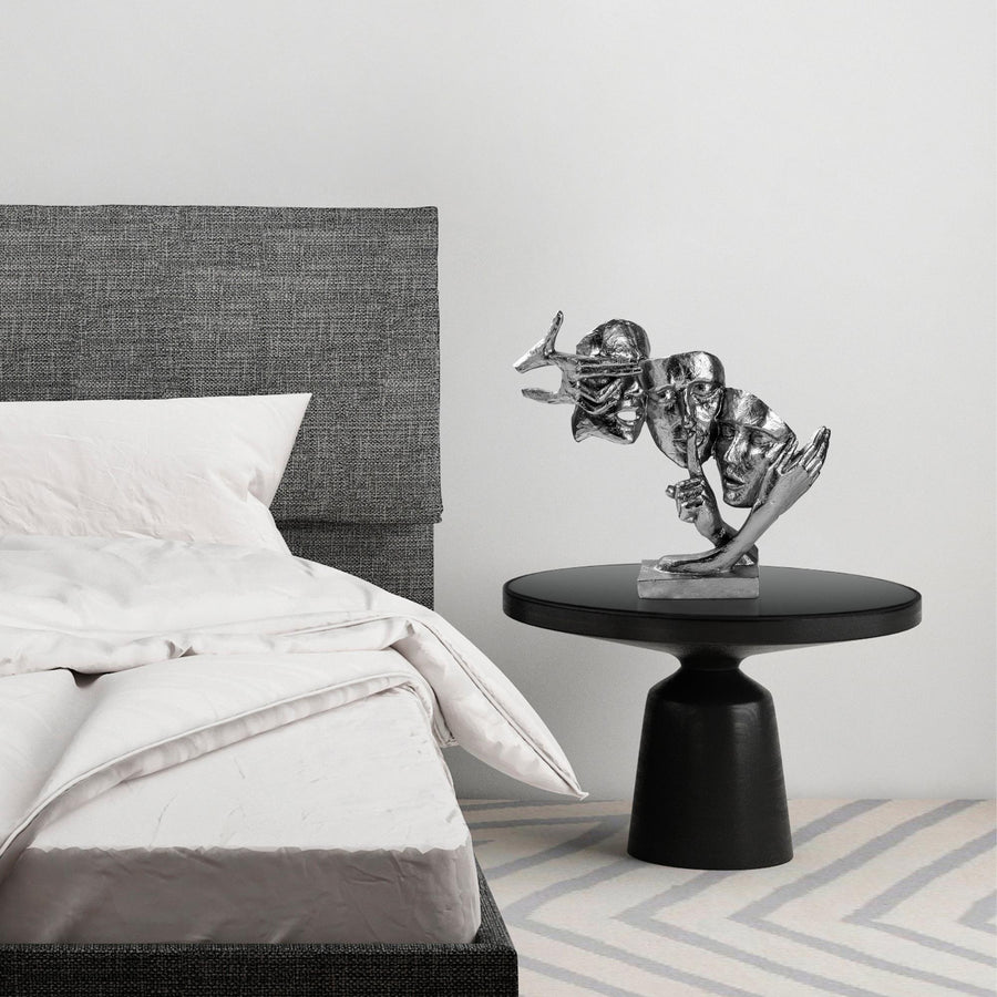 Uc Yuz Modern Polyester Heykel - Gumus