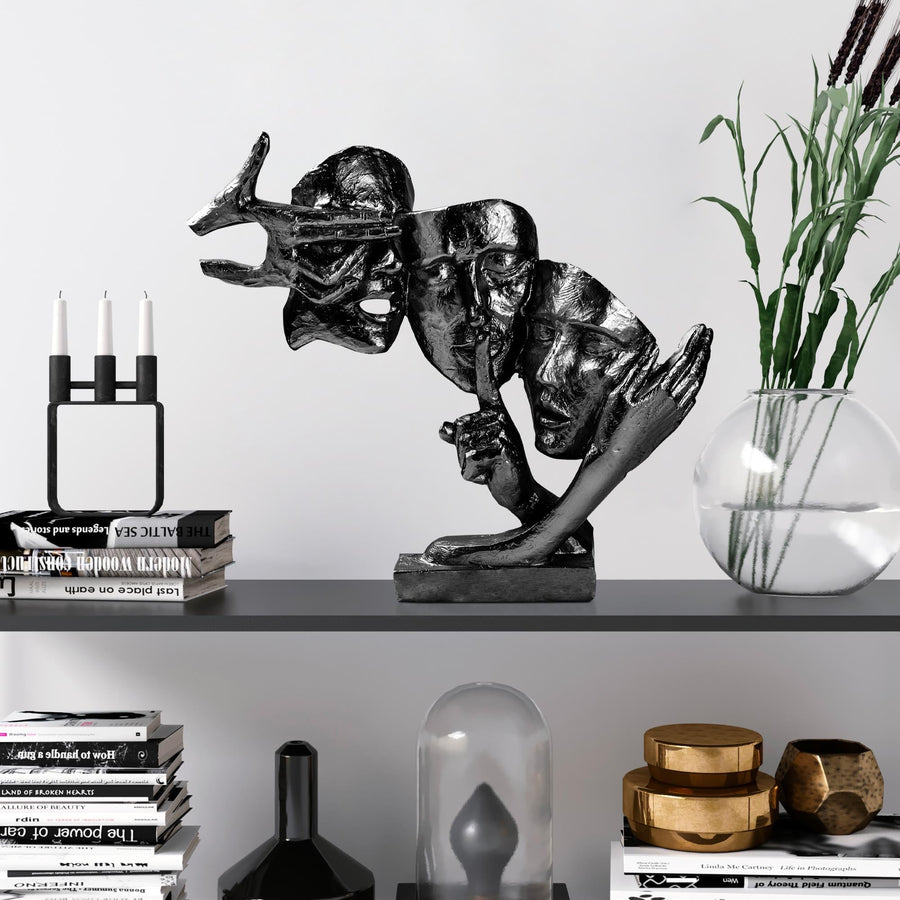 Uc Yuz Modern Polyester Heykel - Antrasit