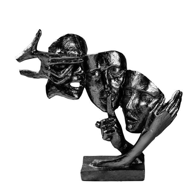 Uc Yuz Modern Polyester Heykel - Antrasit