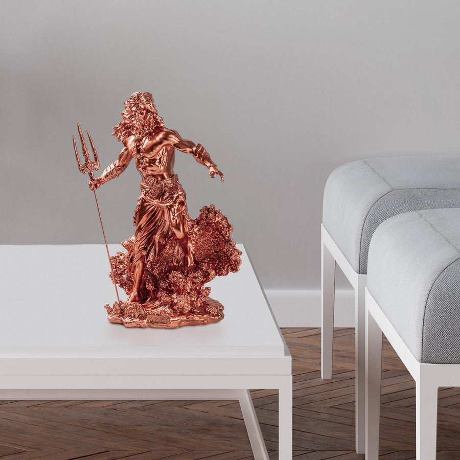 Poseidon Mitolojik Polyester Heykel - Bakir