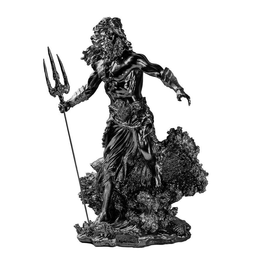 Poseidon Mitolojik Polyester Heykel - Siyah