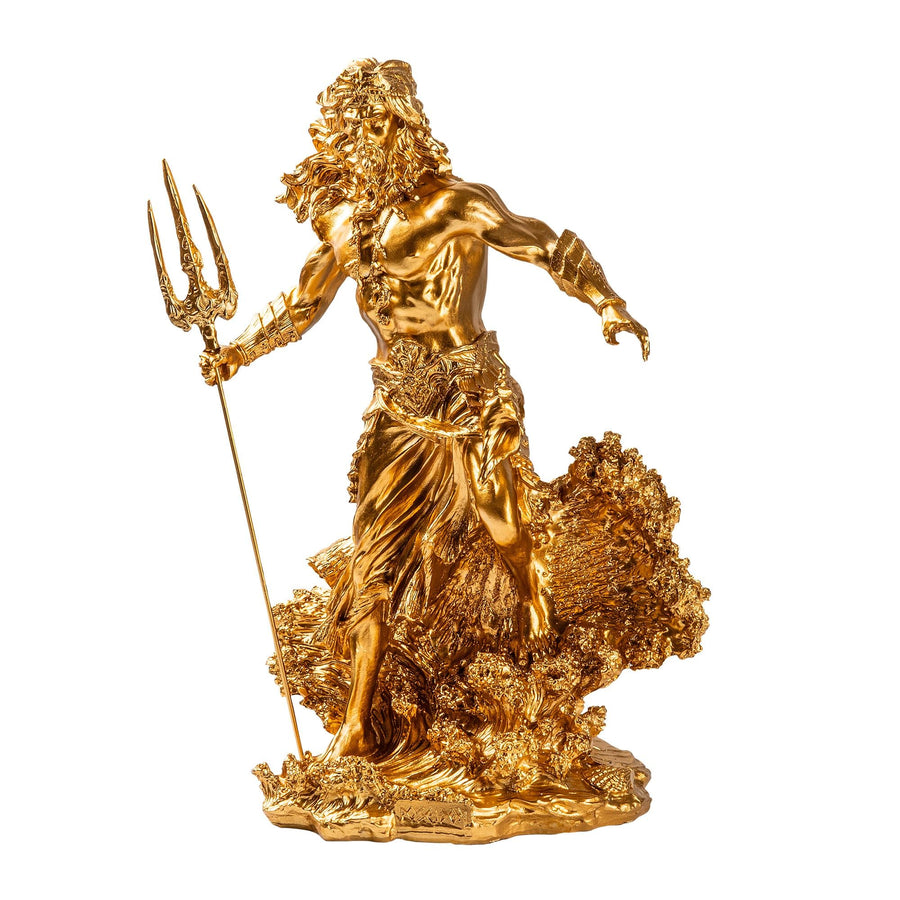 Poseidon Mitolojik Polyester Heykel - Altin