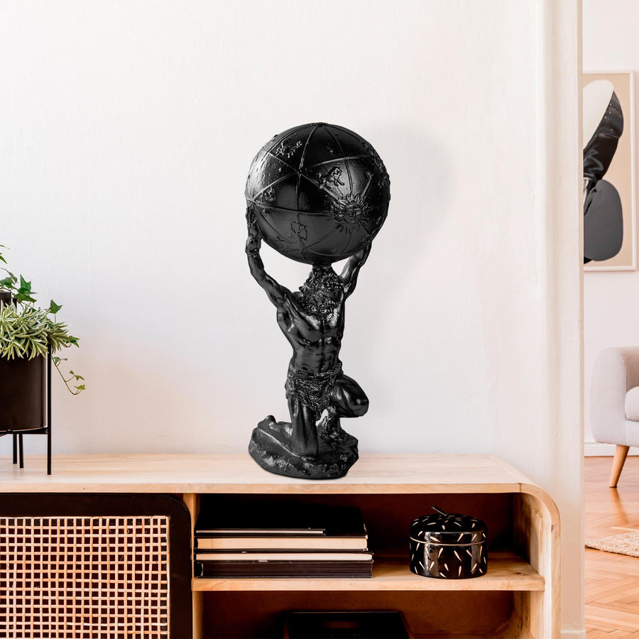 Atlas Dunya Mitolojik Polyester Heykel - Siyah