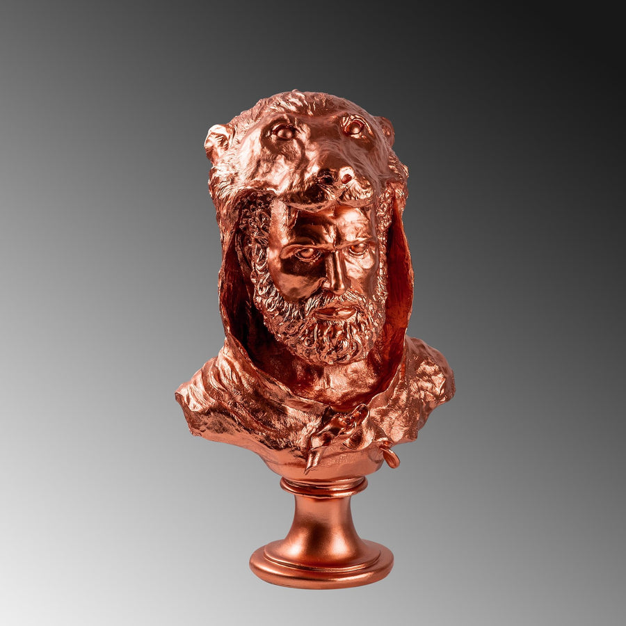 Herakles Aslan Baslikli Polyester Bust - Bakir