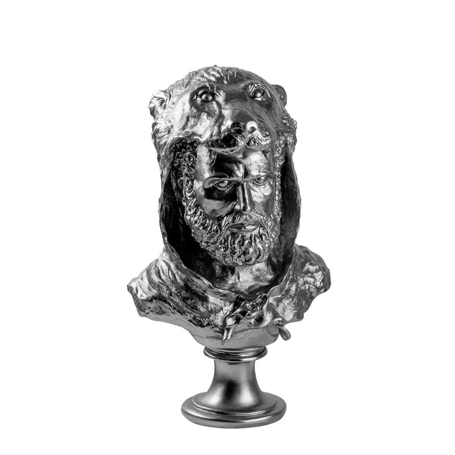 Herakles Aslan Baslikli Polyester Bust - Gumus