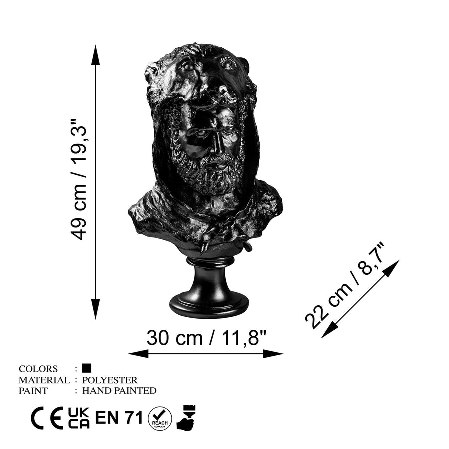 Herakles Aslan Baslikli Polyester Bust - Siyah