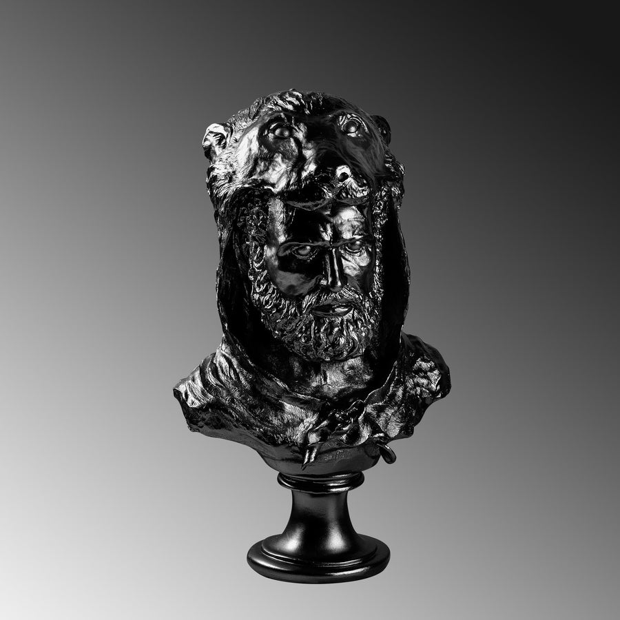 Herakles Aslan Baslikli Polyester Bust - Siyah