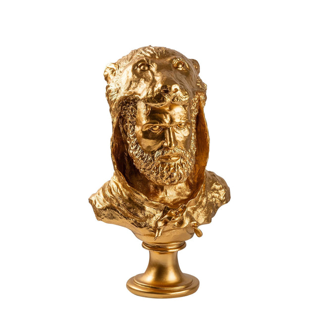 Herakles Aslan Baslikli Polyester Bust - Altin