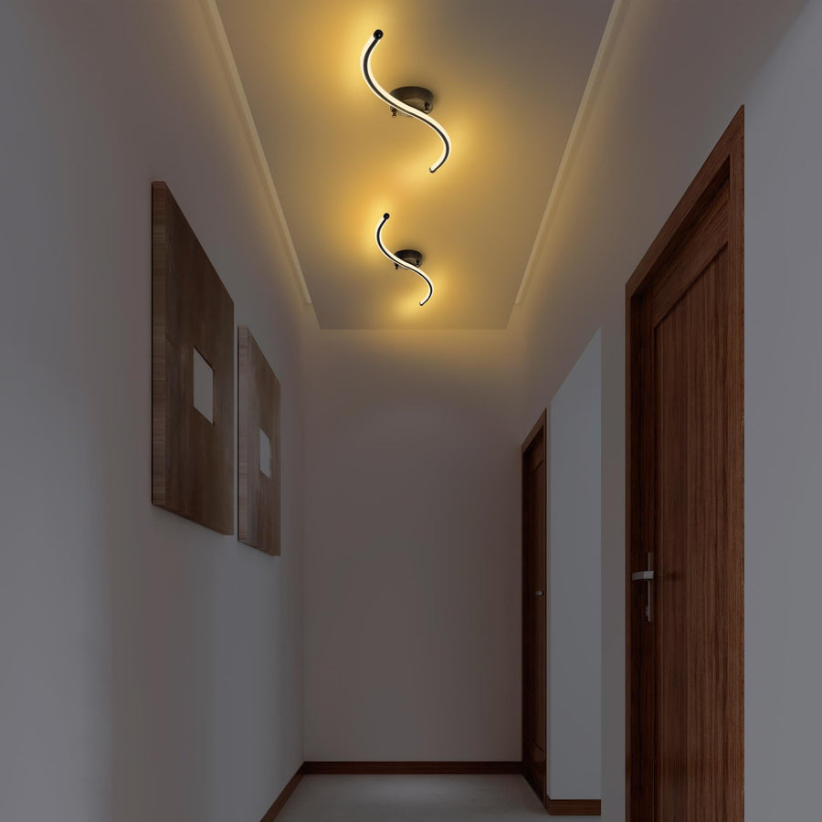 Siyah Dalgalı LED Avize - Siyah