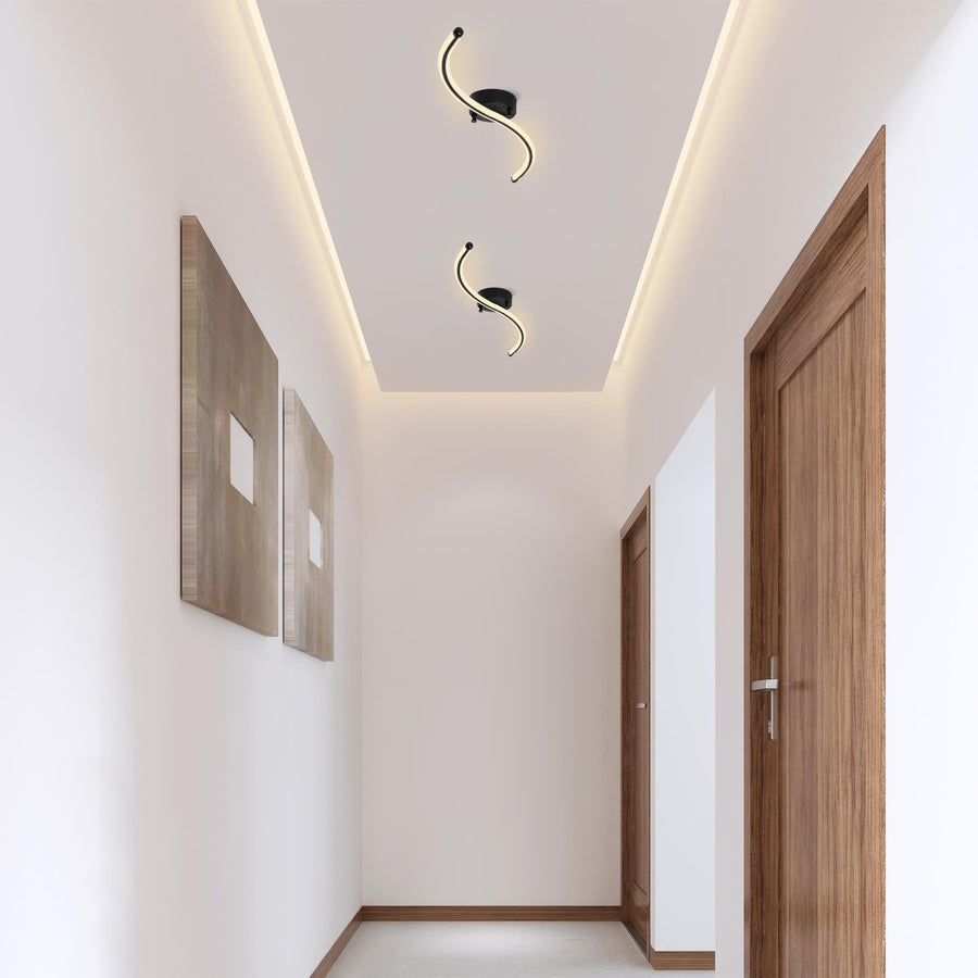 Siyah Dalgalı LED Avize - Siyah